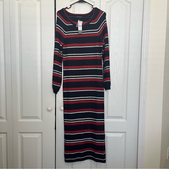 Lane Bryant Dresses & Skirts - Chic Striped Maxi Dress - Black, Red, White